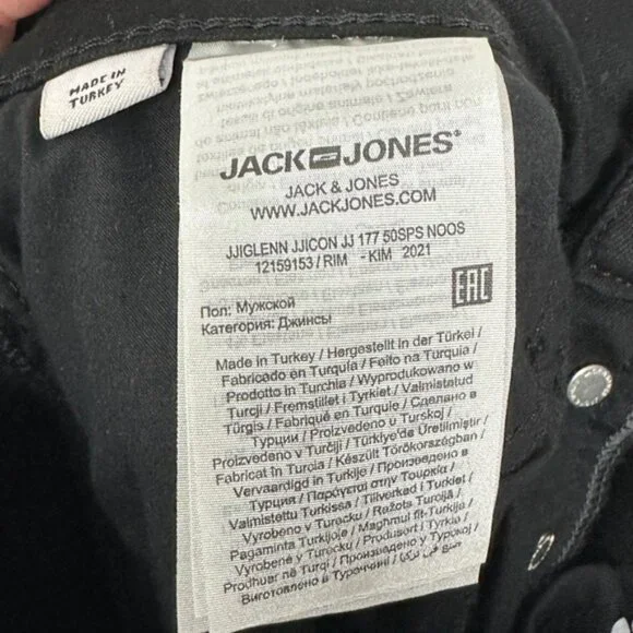 Jack & Jones Stretch Slim Glenn Fit Black Denim Jeans Mens Size 28 x 32 Pant NEW - Picture 13 of 15